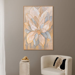 Handgemalte Blumen Wandkunst modern beige Leinwand