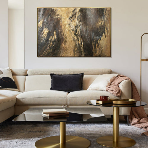 Handgemaltes Leinwandbild Gold Schwarz abstrakte Dekoration