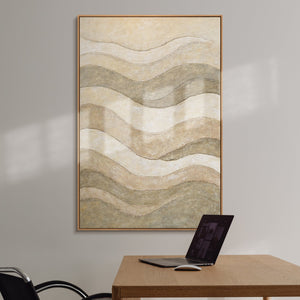 Leinwandbild Beige Grün Handgemalt