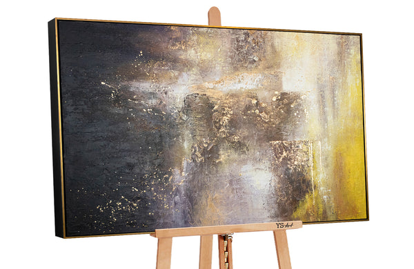 Moderne Wandkunst Gold Grau Acrylbild im Wohnzimmer