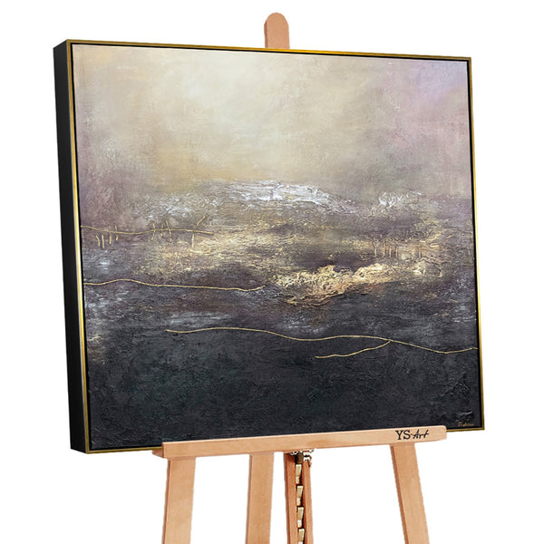 Moderne Wandkunst Gold Violett Acrylbild im Wohnzimmer