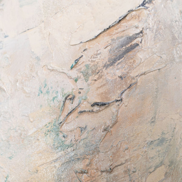 Nahaufnahme Acrylstruktur beige blau abstrakt