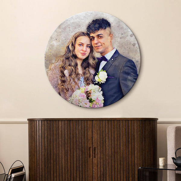 Personalisiertes Porträt auf Leinwand Hochzeit Wandkunst