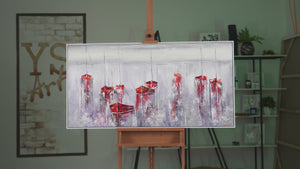 Gemälde Wohnzimmer Modern "Stiller Hafen" Handgemalte Abstrakte Kunst mit Rahmen