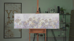 Gemälde abstrakt blumen "Frühlingsanfang" 150x50
