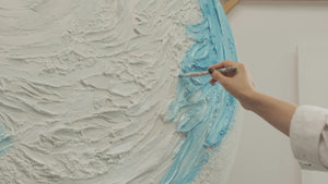 Peinture sur toile structurée sous cadre, œuvre d'art paisible intitulée « Voile de sucre »