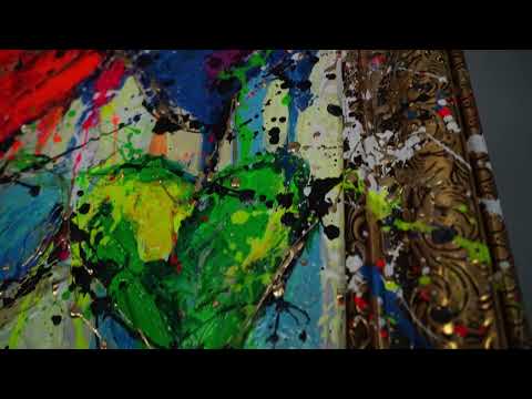 Farbexplosion Acrylmalerei Herzmotiv Struktur Textur modern