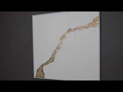 Acrylbild Gold Weiss Strukturmalerei handgemalt Nahaufnahme