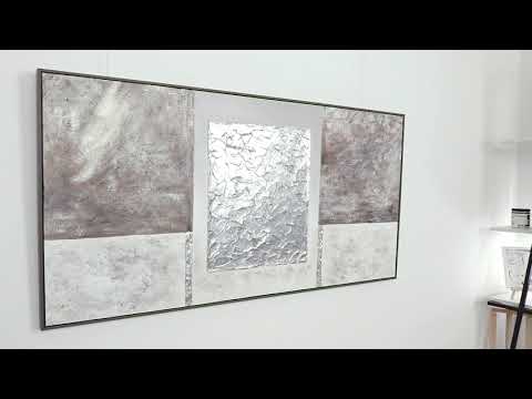 Handgemalte Strukturkunst Grau Weiss Acryl auf Leinwand