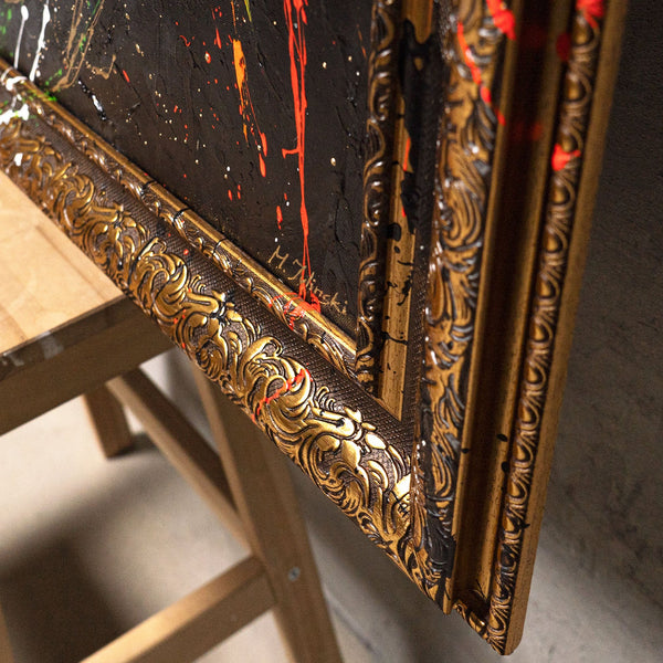 Rahmenkante mit Farbe Leinwandbild handgemalt Detail