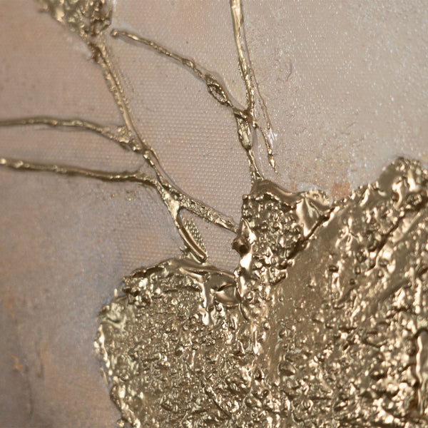 Reliefdetail Acrylmalerei gold Blütenstruktur