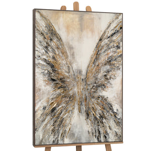 Seitenansicht Engelflügel Acrylbild Gold Grau Wandkunst