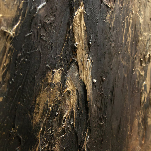 Strukturierte Acrylmalerei Gold Schwarz Nahaufnahme Kunst