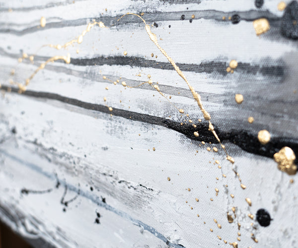 Strukturierte Linien Grau Gold abstrakte Acrylmalerei