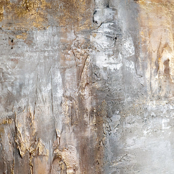 Nahaufnahme der pastosen Maltechnik mit Goldakzenten