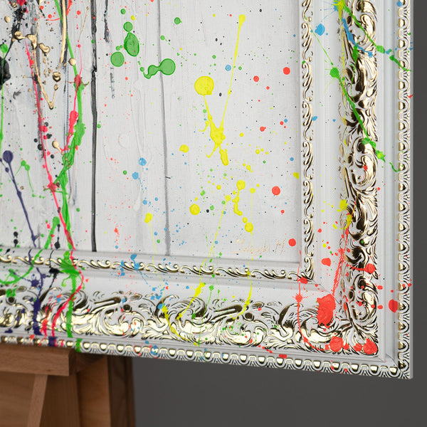 Strukturmalerei Acryl bunt Spritzer Detail Nahaufnahme