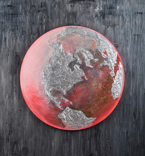 Strukturmalerei Erde Rundformat Acryl Glow Effekt